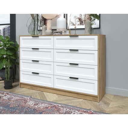 Kомод Тренд КТ-К157 (Дуб золотой ЛДСП/ Белый ЛМДФ) Ш1565 В1020 Г451